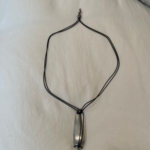 Anthropologie Leather and Metal Pendant Necklace